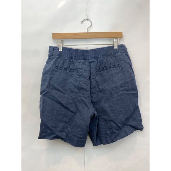 Athleta Women's Voyager Linen Short Granite Blue Pockets Elastic Waist Size 8 - Picture 2 of 6